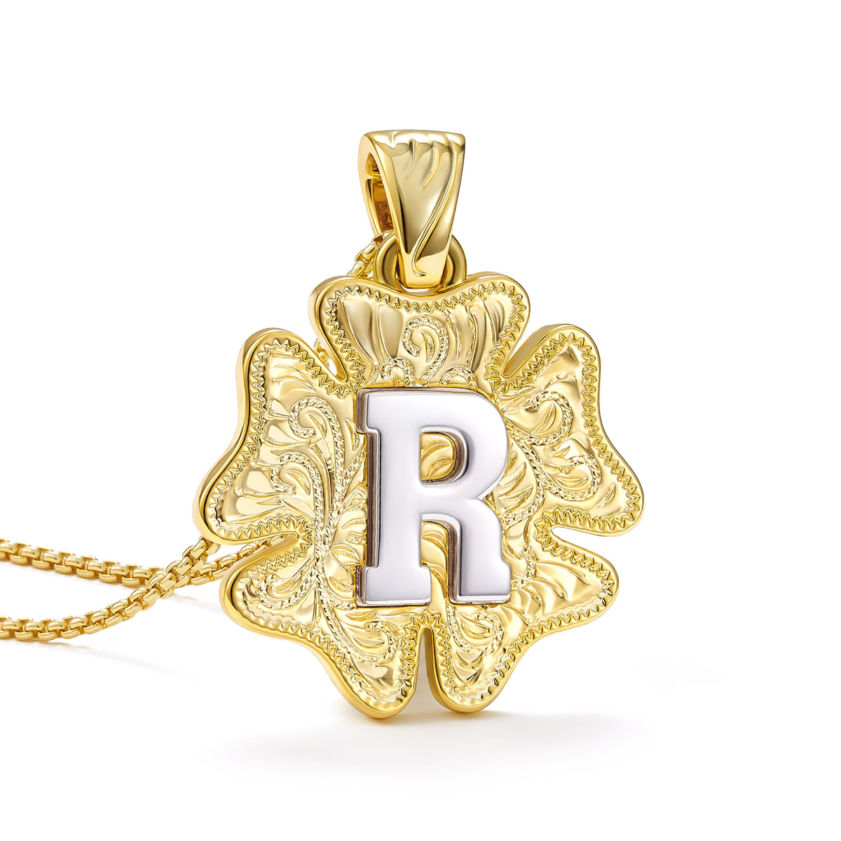 Flower Pendant Initial Necklace