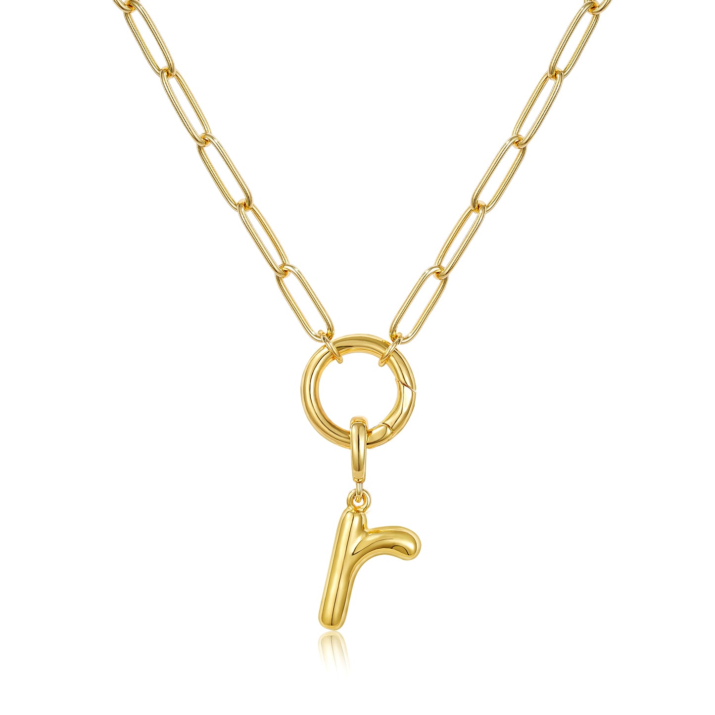 Gold Plated Initial Necklace with Removable Balloon Letter Pendant