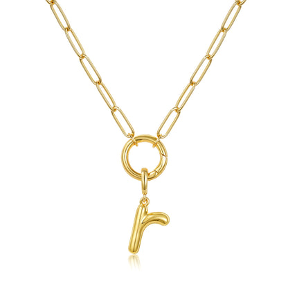 Gold Plated Initial Necklace with Removable Balloon Letter Pendant