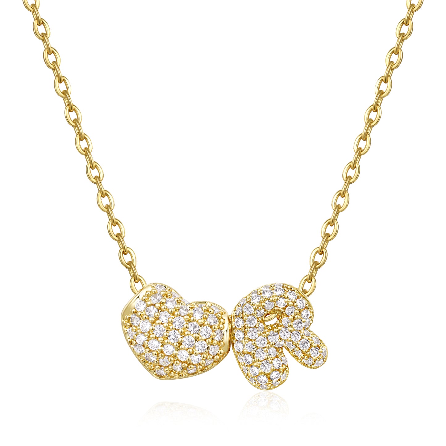 Bubble Heart Initial Necklaces