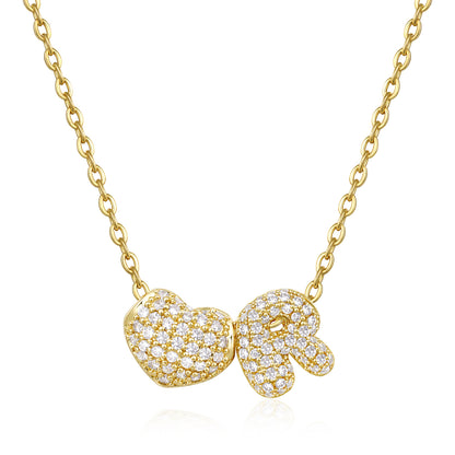 Bubble Heart Initial Necklaces