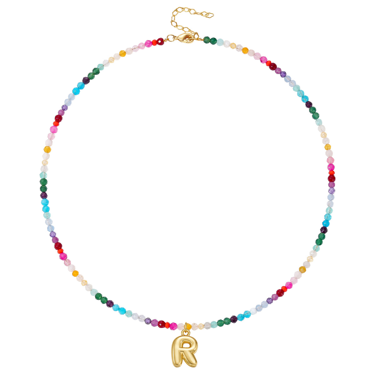 Beaded Bubble Letter Initial Pendant Necklace