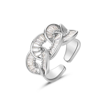 Adjustable Open Chunky Finger Rings-Baguette