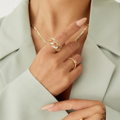 Adjustable Open Chunky Finger Rings-Baguette