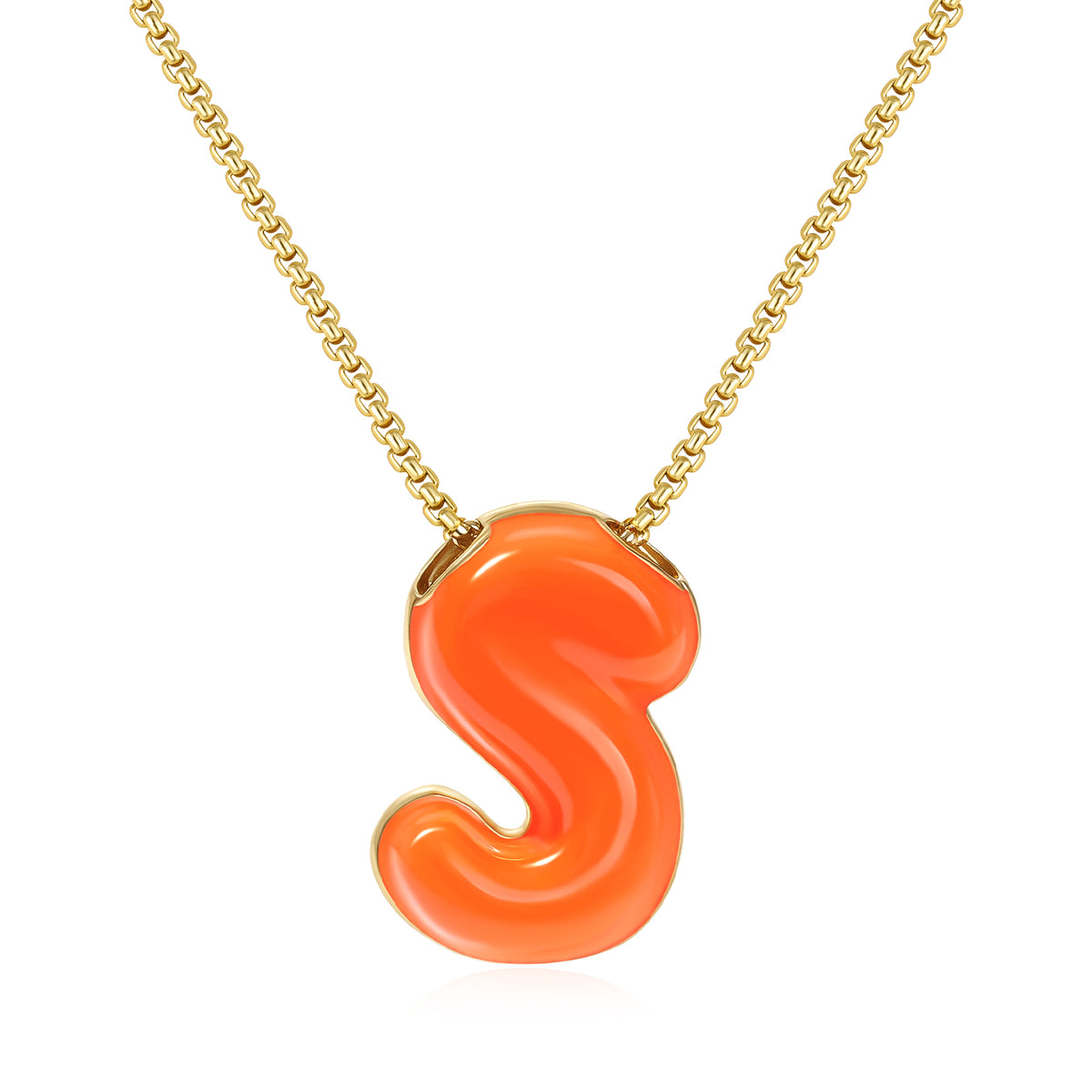 Bubble Letter Colorful Enamel Initial Necklace