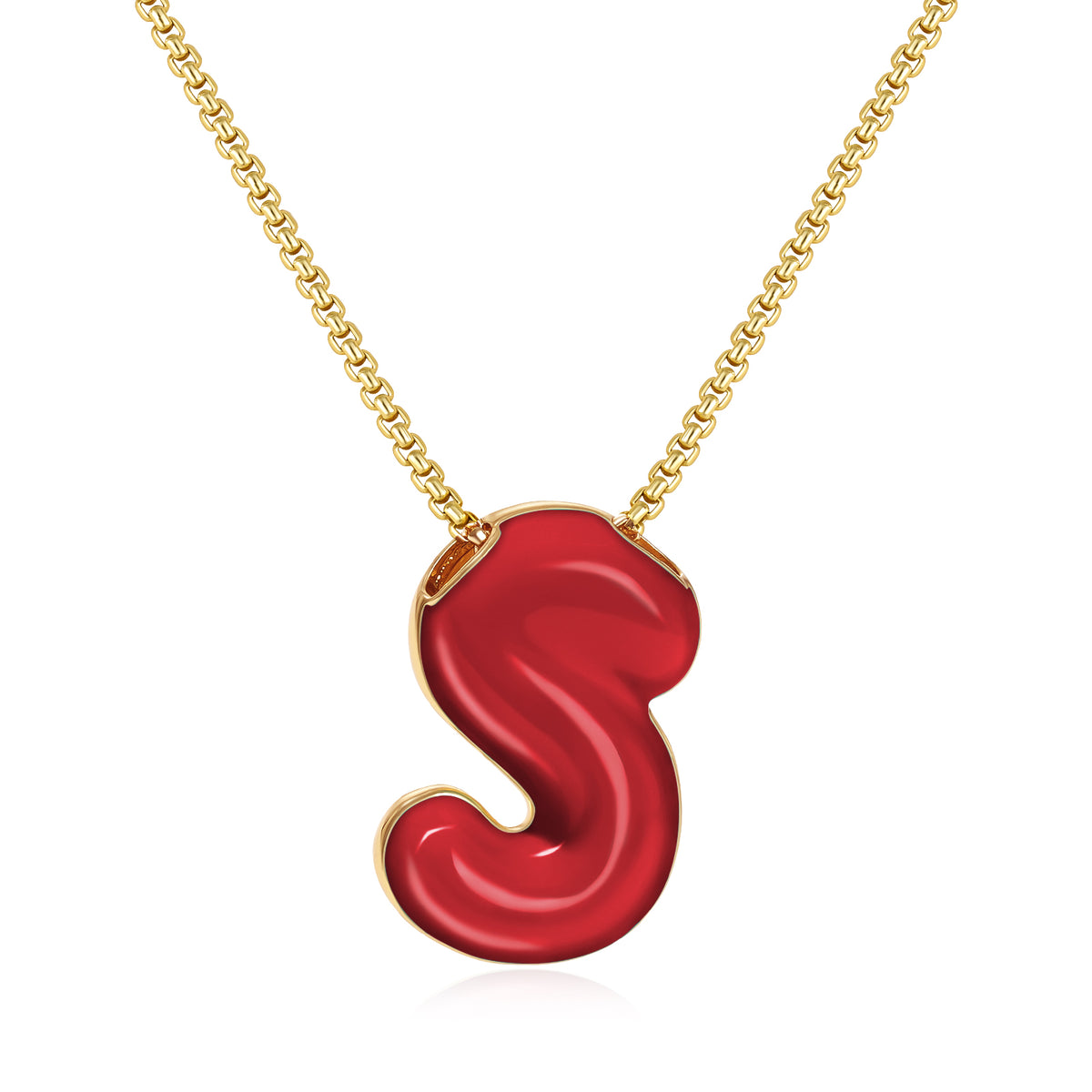 Bubble Letter Colorful Enamel Initial Necklace