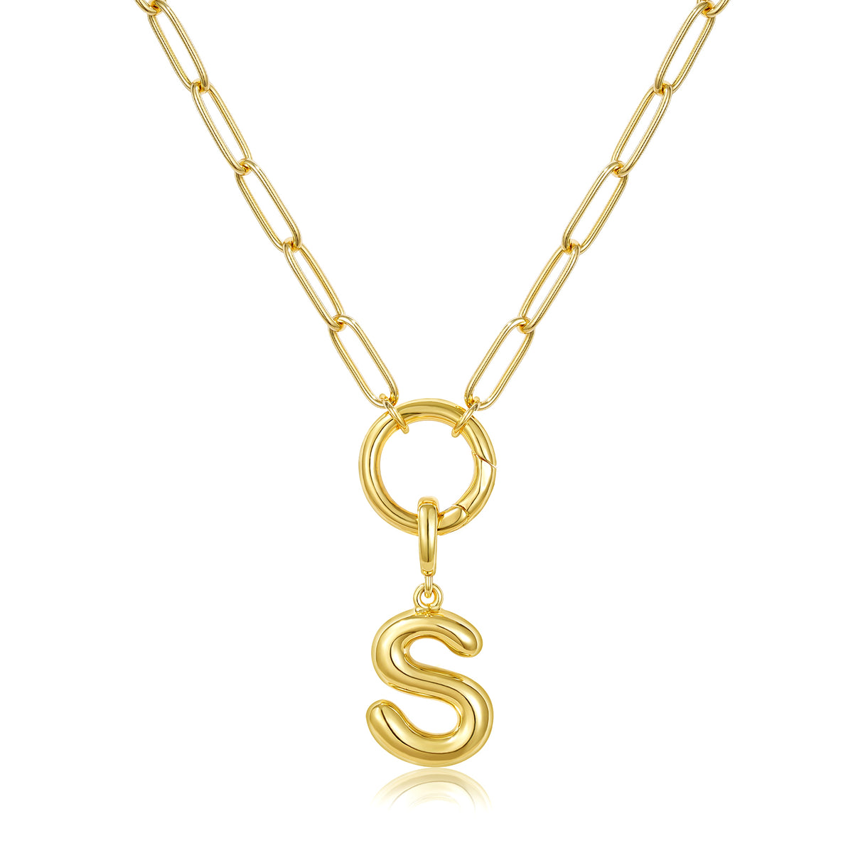 Gold Plated Initial Necklace with Removable Balloon Letter Pendant
