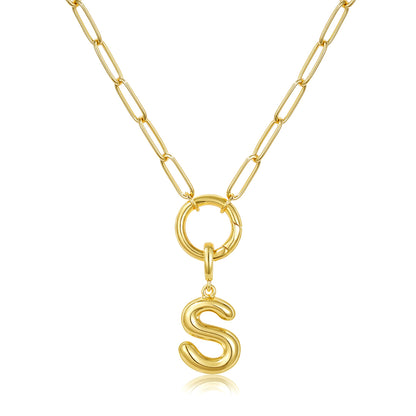 Gold Plated Initial Necklace with Removable Balloon Letter Pendant