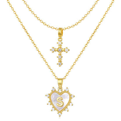 Layered Heart Pendant Initial Necklace
