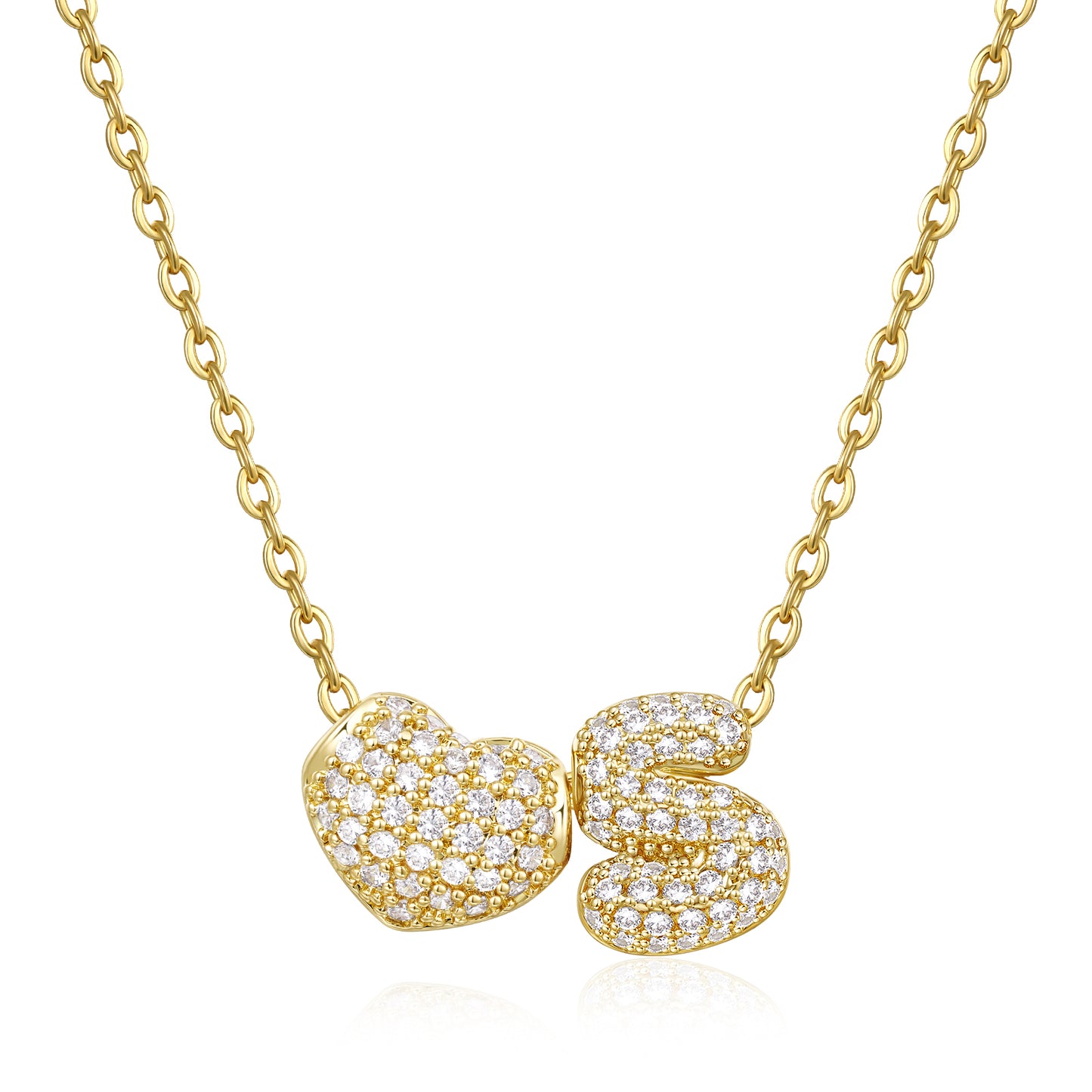 Bubble Heart Initial Necklaces