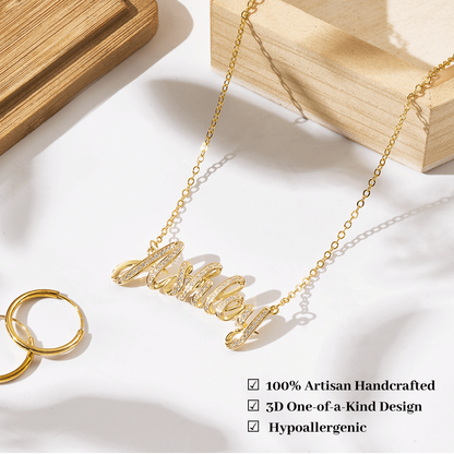 Sterling Silver Dimensional Name Necklace