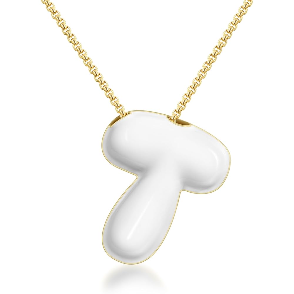 Bubble Letter Colorful Enamel Initial Necklace