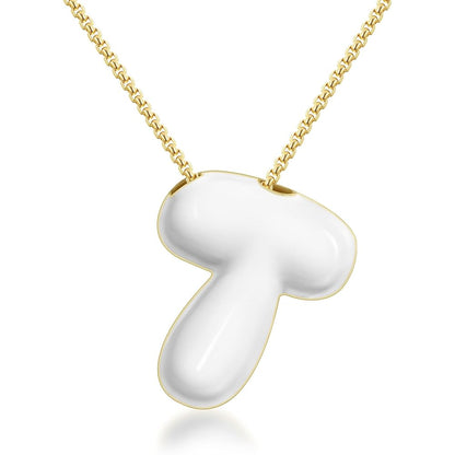 Bubble Letter Colorful Enamel Initial Necklace