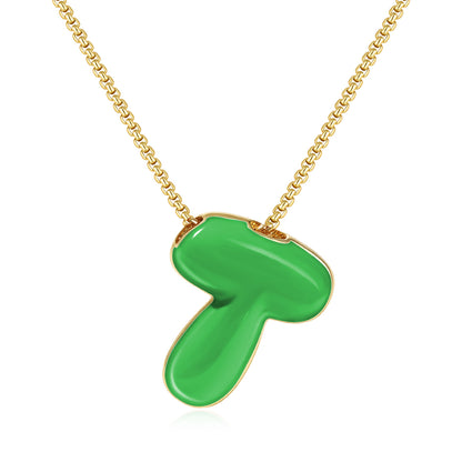 Bubble Letter Colorful Enamel Initial Necklace