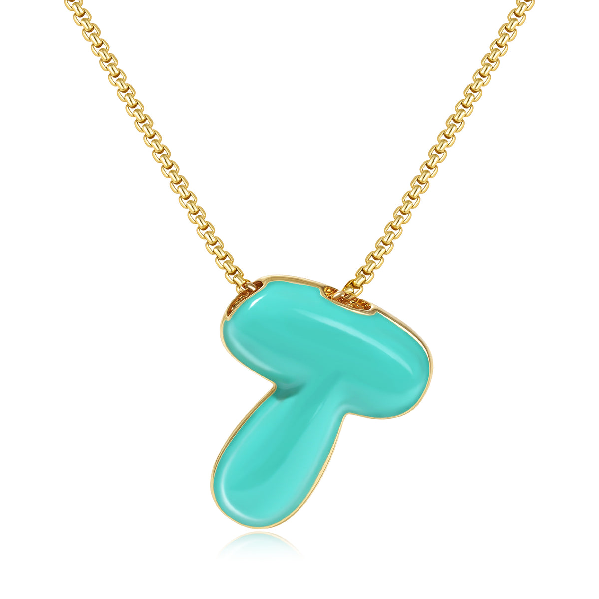 Bubble Letter Colorful Enamel Initial Necklace