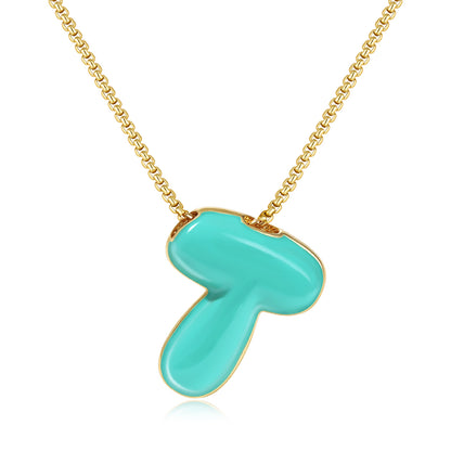 Bubble Letter Colorful Enamel Initial Necklace