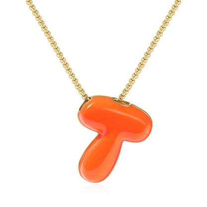 Bubble Letter Colorful Enamel Initial Necklace