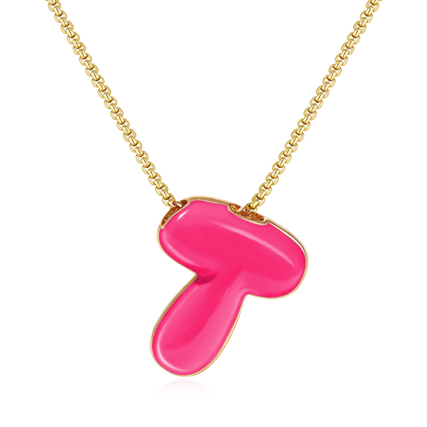 Bubble Letter Colorful Enamel Initial Necklace