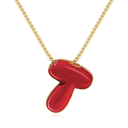 Bubble Letter Colorful Enamel Initial Necklace