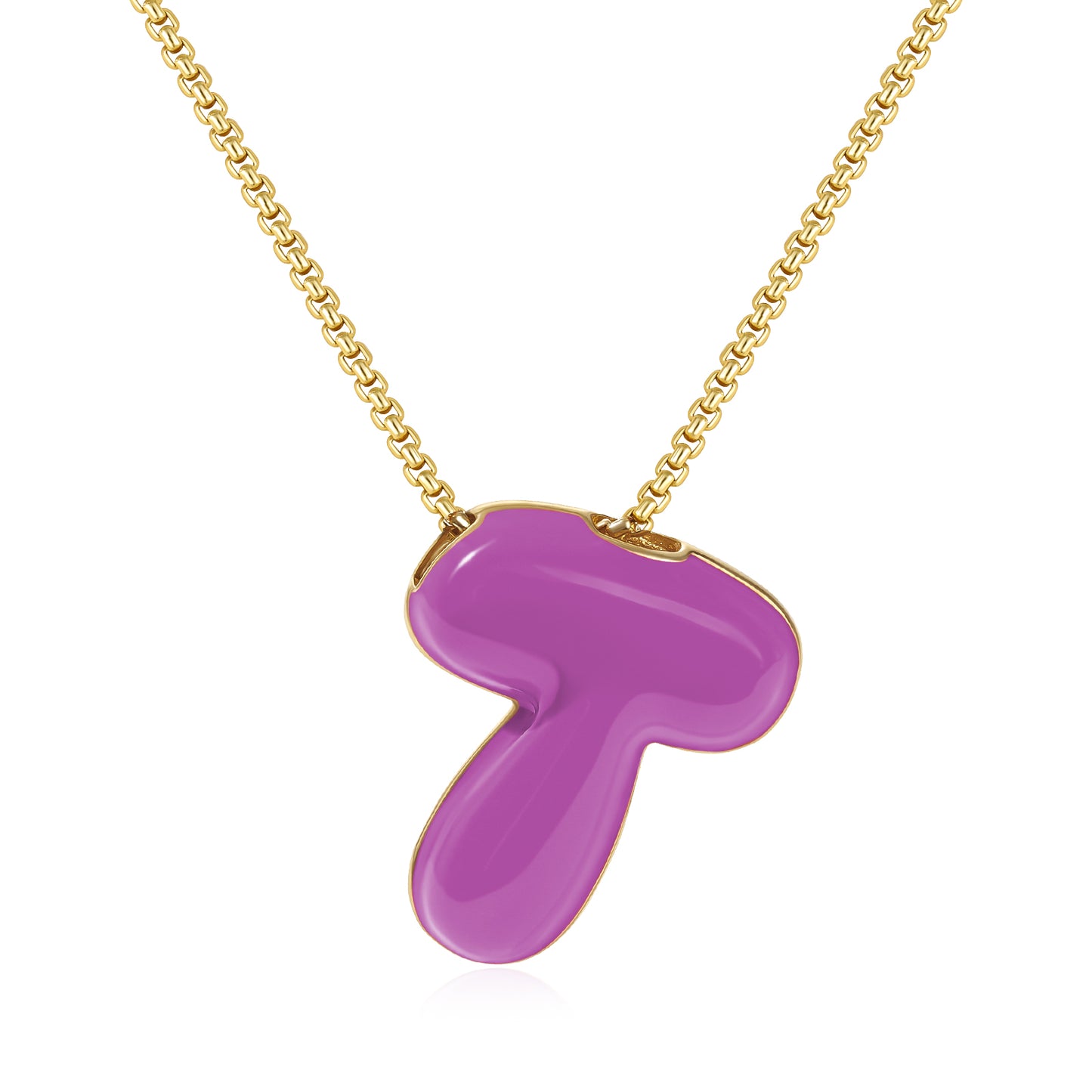 Bubble Letter Colorful Enamel Initial Necklace
