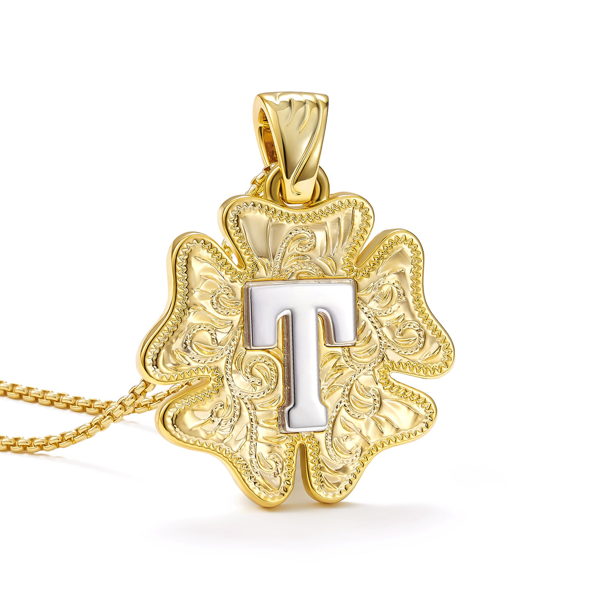 Flower Pendant Initial Necklace
