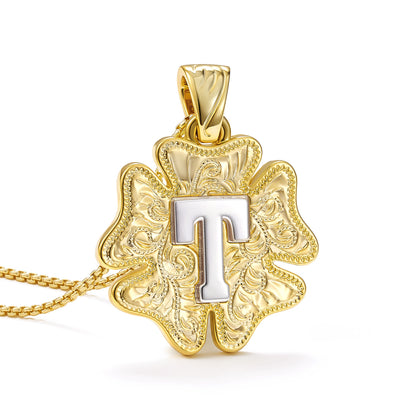 Flower Pendant Initial Necklace