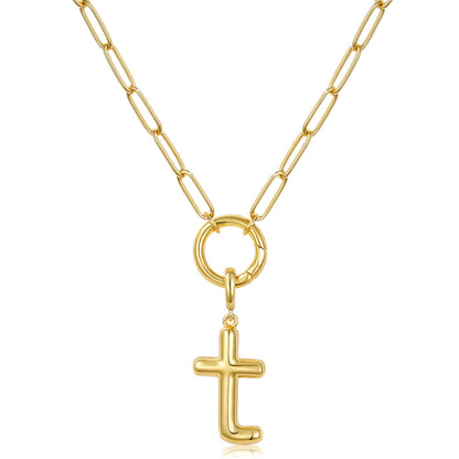 Gold Plated Initial Necklace with Removable Balloon Letter Pendant