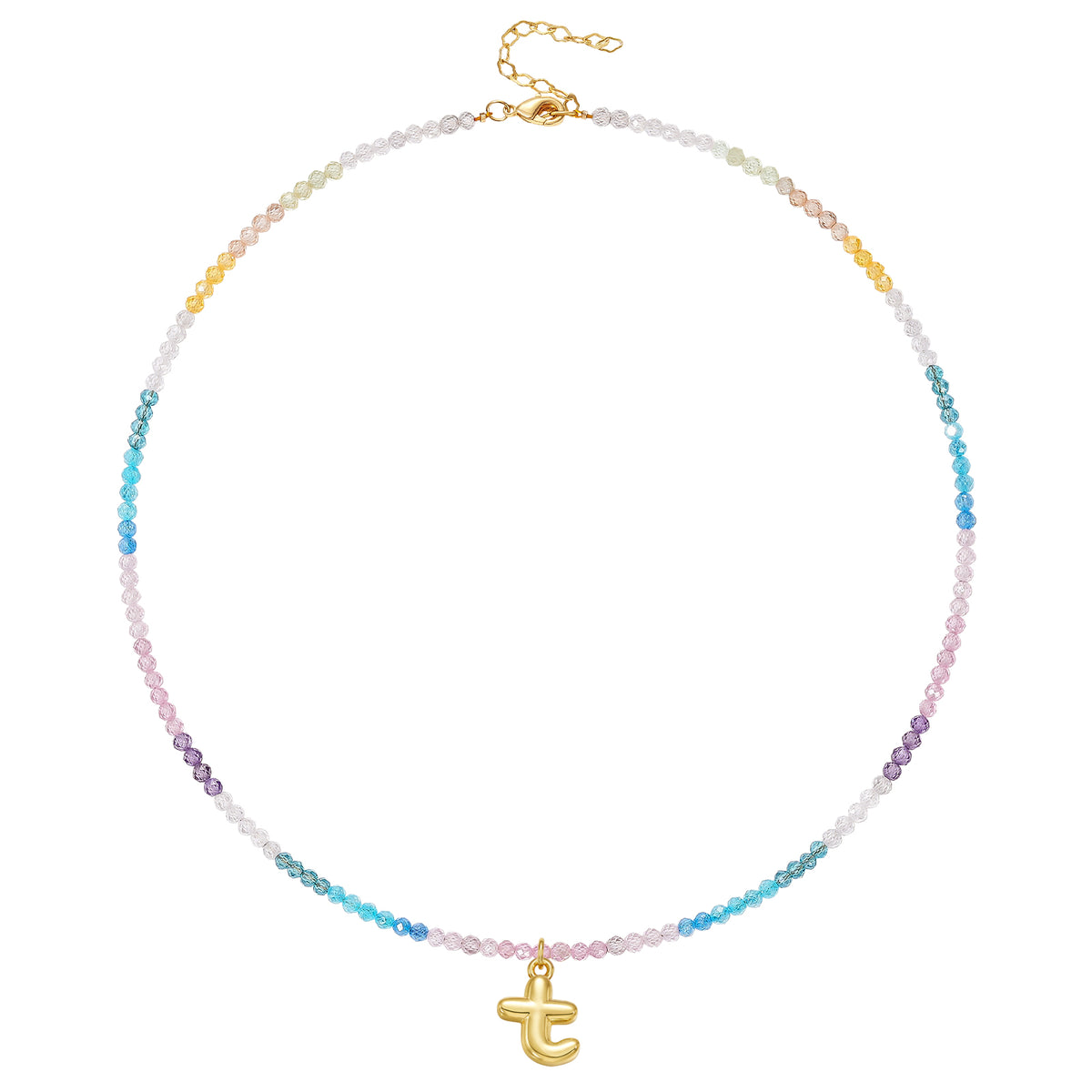 Beaded Bubble Letter Initial Pendant Necklace