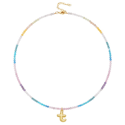 Beaded Bubble Letter Initial Pendant Necklace