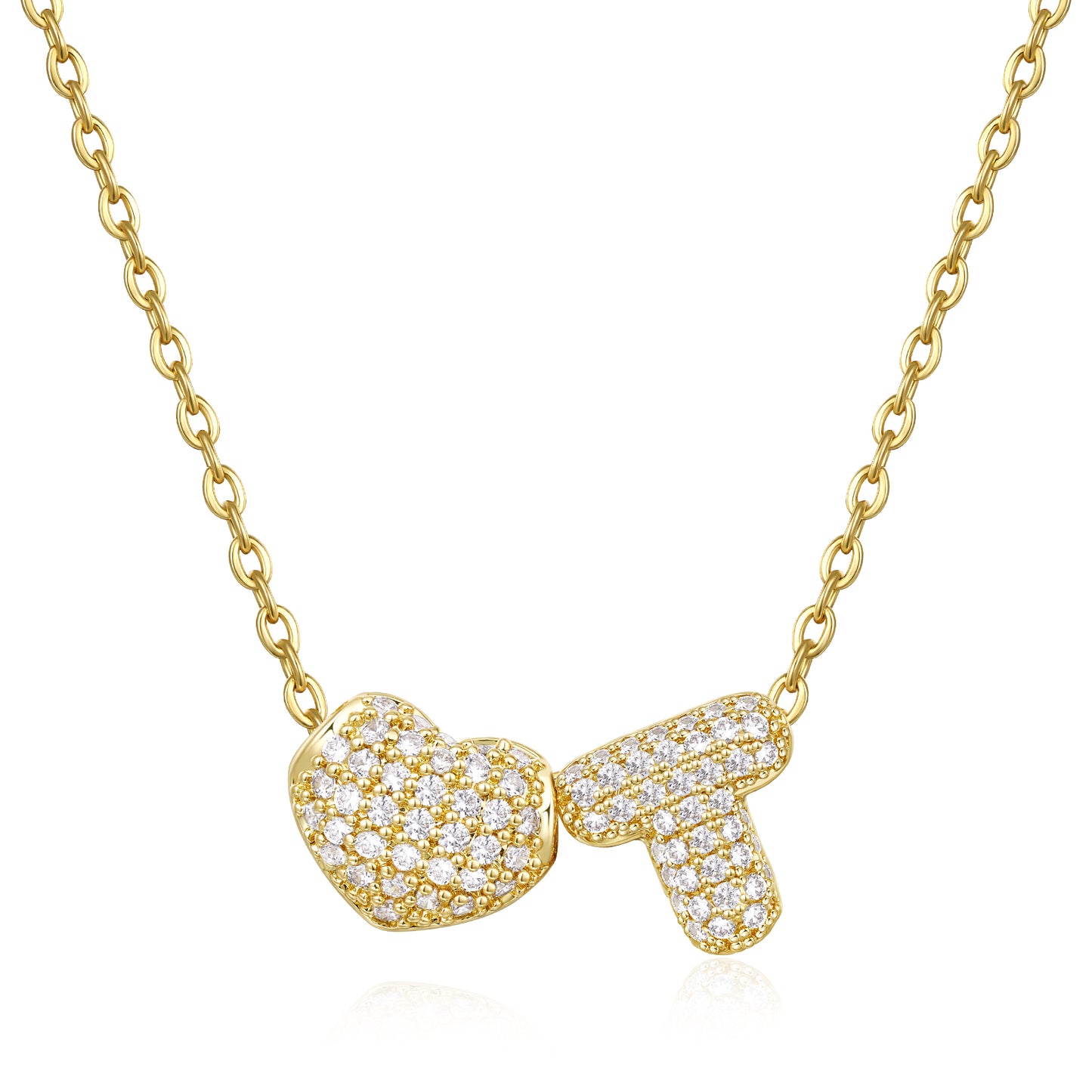 Bubble Heart Initial Necklaces