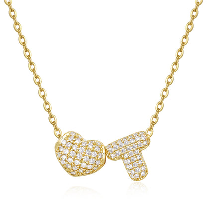 Bubble Heart Initial Necklaces