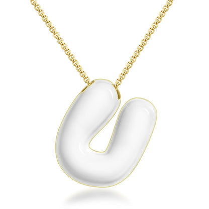 Bubble Letter Colorful Enamel Initial Necklace