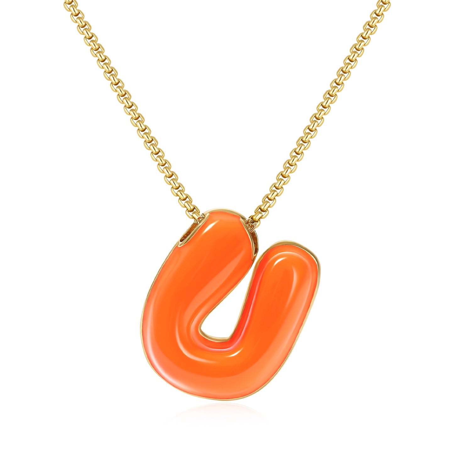 Bubble Letter Colorful Enamel Initial Necklace