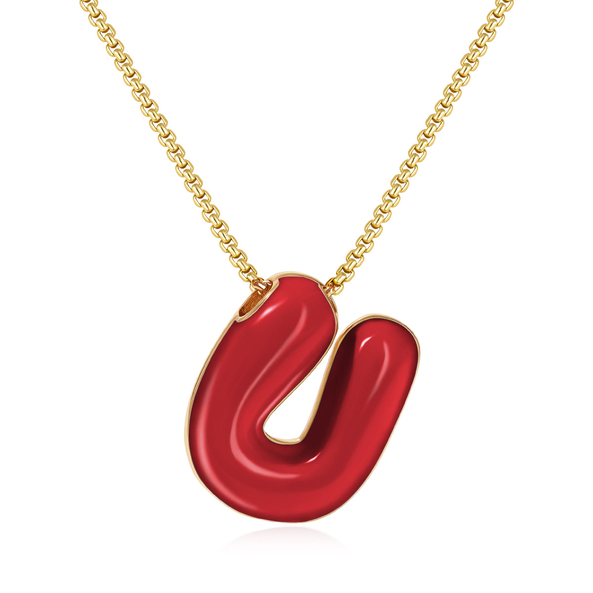 Bubble Letter Colorful Enamel Initial Necklace