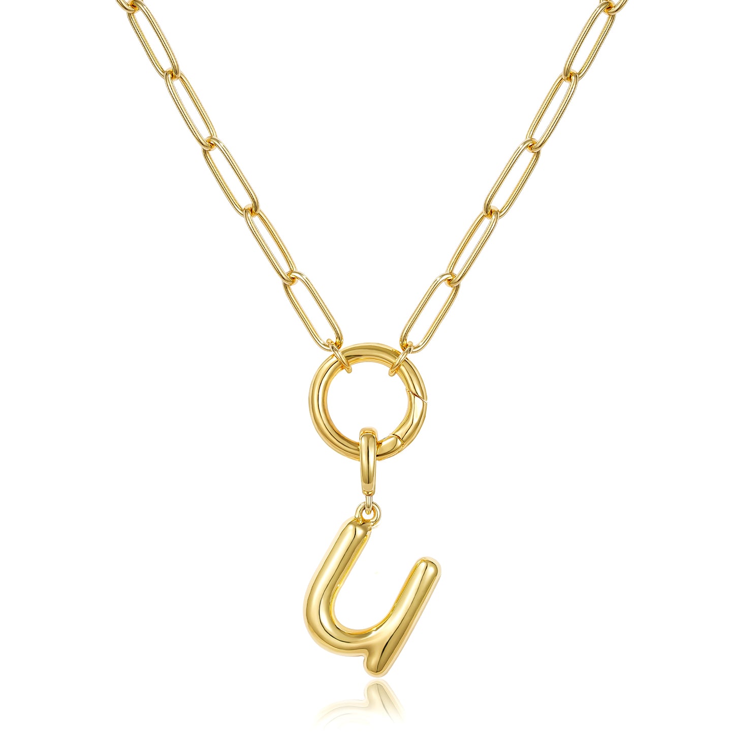 Gold Plated Initial Necklace with Removable Balloon Letter Pendant