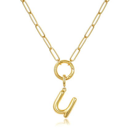 Gold Plated Initial Necklace with Removable Balloon Letter Pendant
