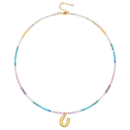 Beaded Bubble Letter Initial Pendant Necklace