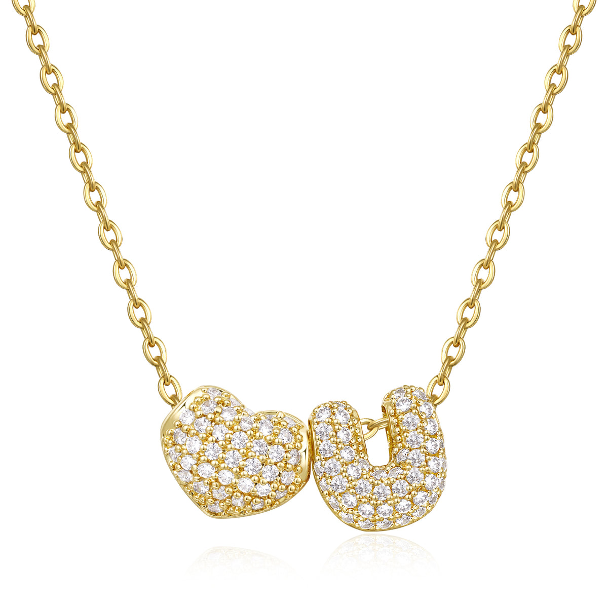 Bubble Heart Initial Necklaces