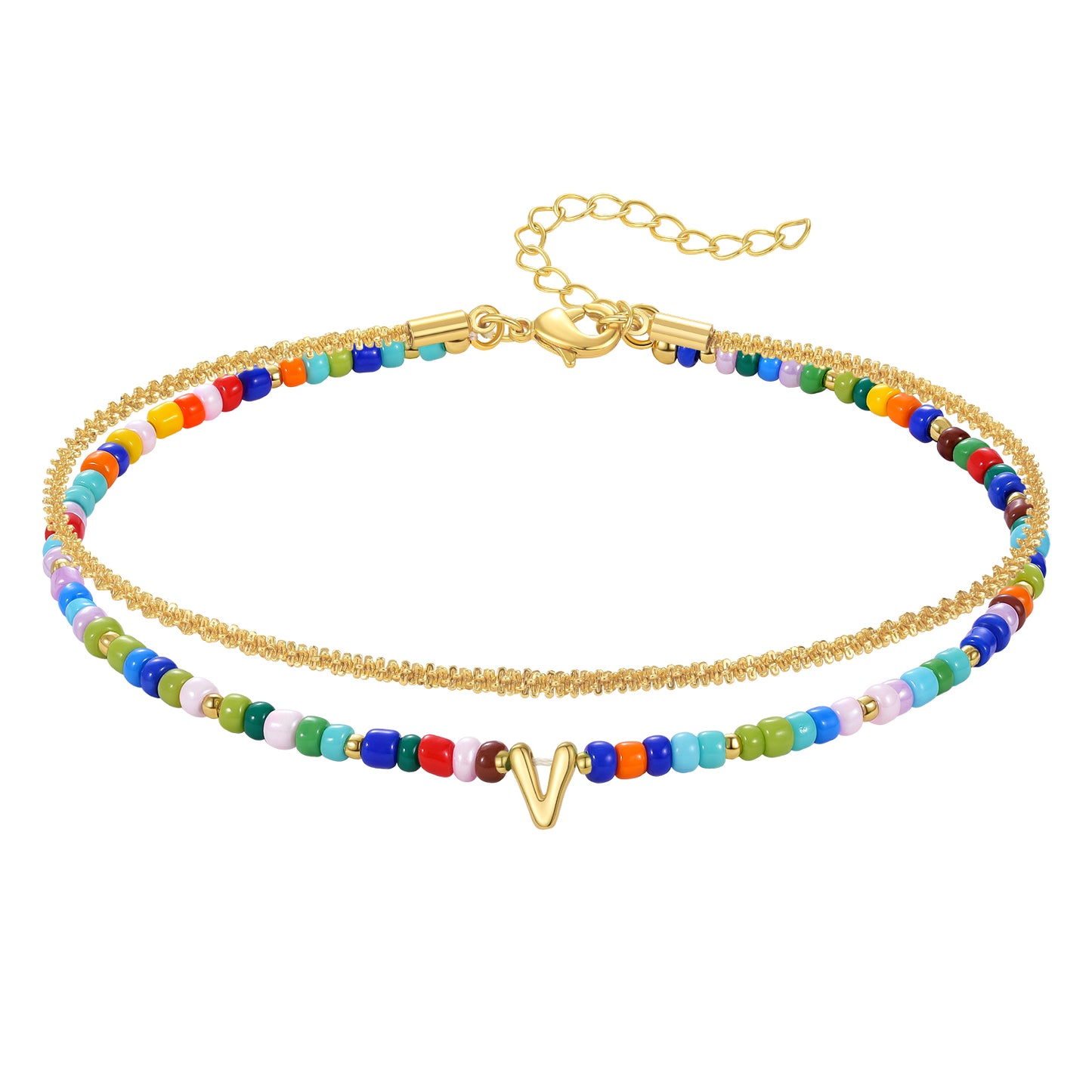 Beaded Initial Anklet Bracelets