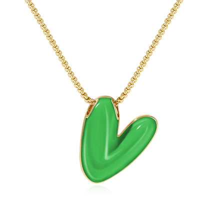Bubble Letter Colorful Enamel Initial Necklace
