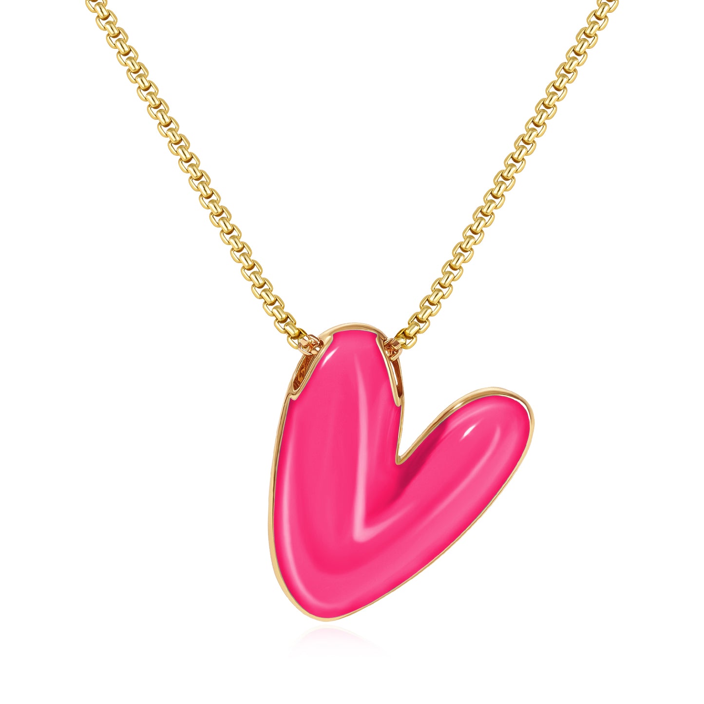 Bubble Letter Colorful Enamel Initial Necklace
