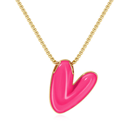 Bubble Letter Colorful Enamel Initial Necklace