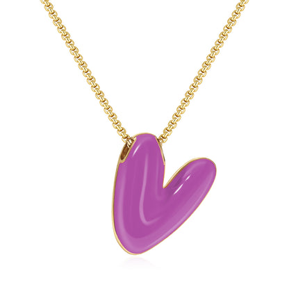 Bubble Letter Colorful Enamel Initial Necklace