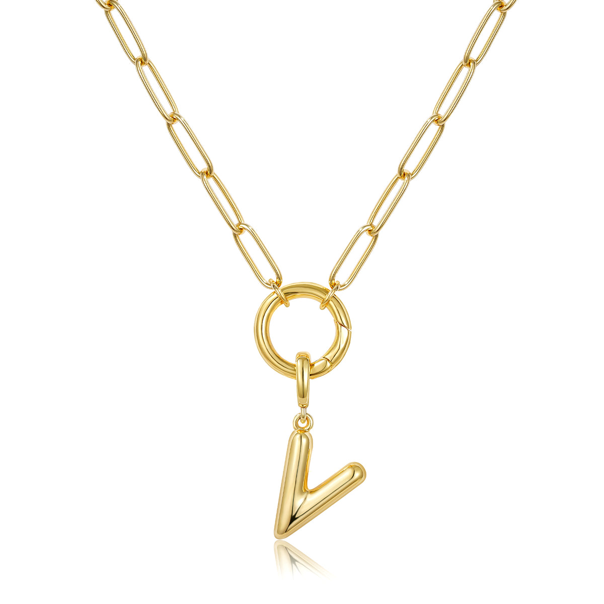 Gold Plated Initial Necklace with Removable Balloon Letter Pendant