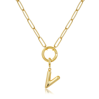 Gold Plated Initial Necklace with Removable Balloon Letter Pendant