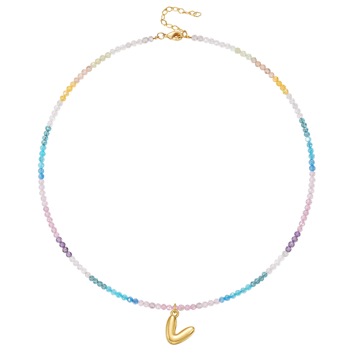 Beaded Bubble Letter Initial Pendant Necklace