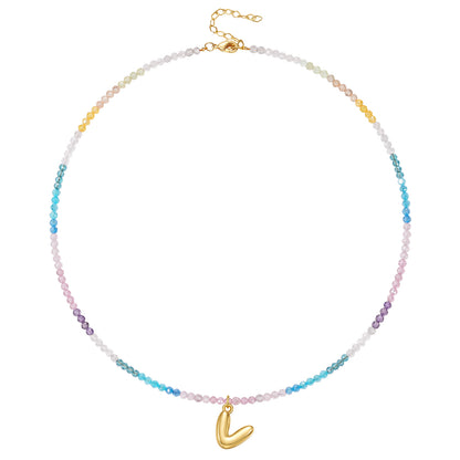 Beaded Bubble Letter Initial Pendant Necklace