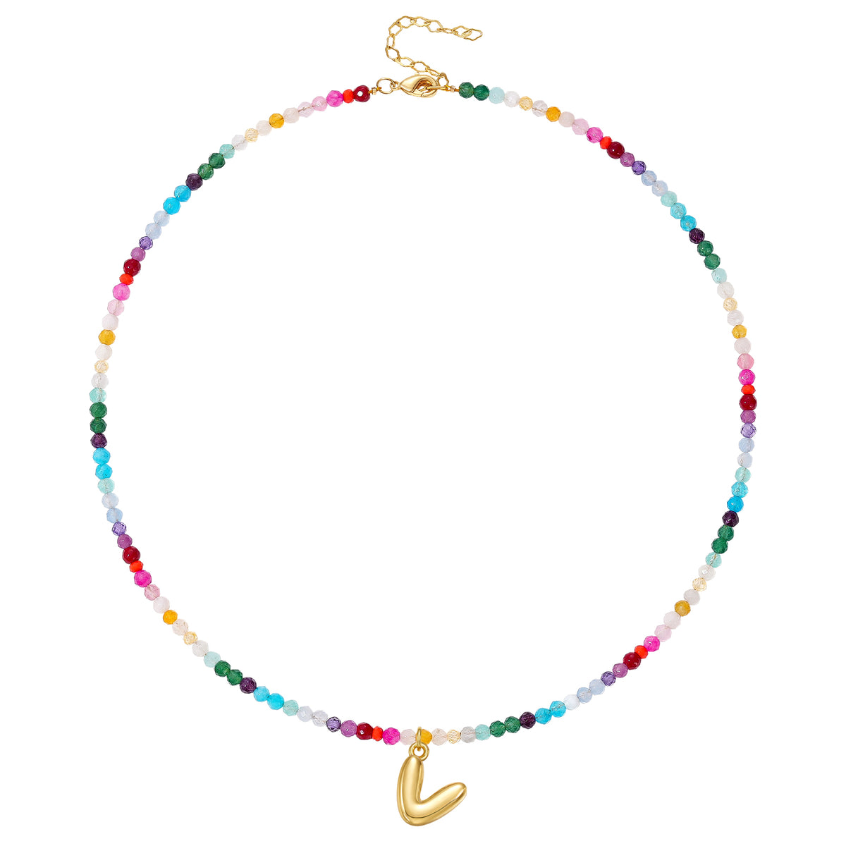 Beaded Bubble Letter Initial Pendant Necklace