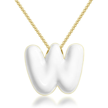 Bubble Letter Colorful Enamel Initial Necklace