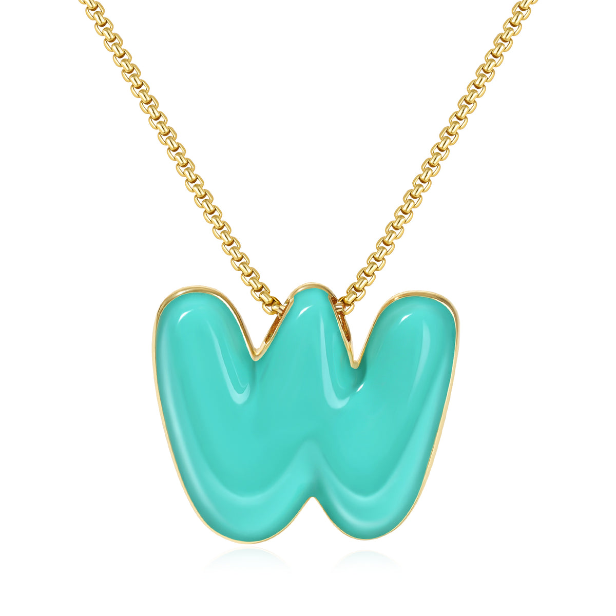 Bubble Letter Colorful Enamel Initial Necklace